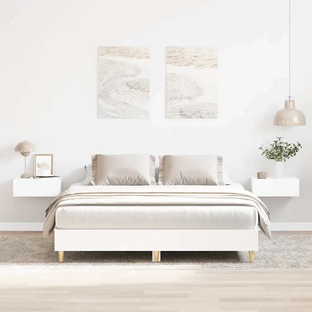 Letto matrimoniale | Letto per adulti | Giroletto senza Materasso Bianco 140x200 cm Legno Multistrato