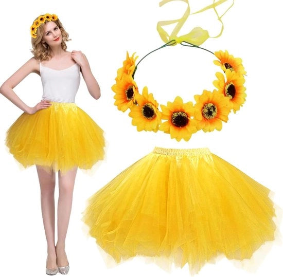 Set da donna con tutu e cappello, stampa zinnia, 2 pezzi