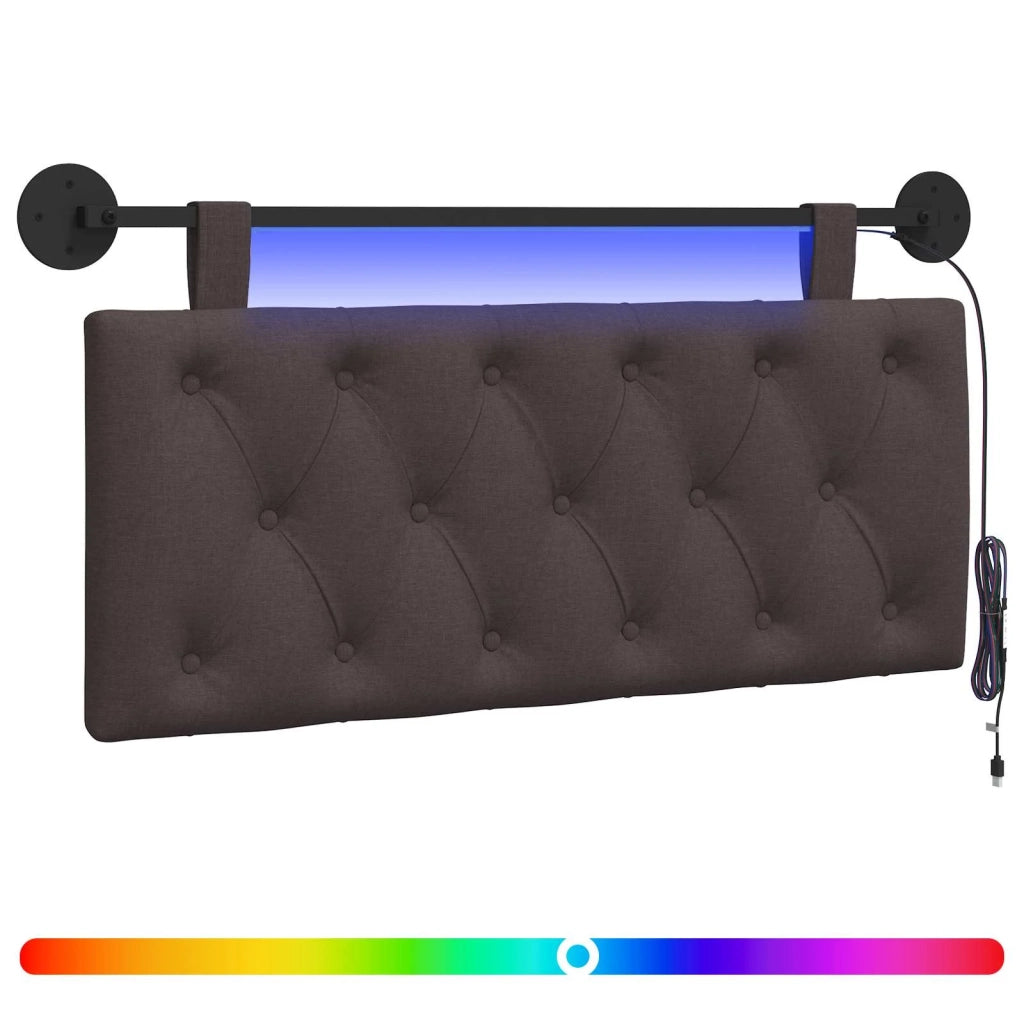 Testiera sospesa Con luce LED Marrone Scuro Tessuto 3424573