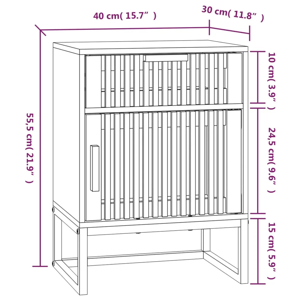 Comodino Bianco 40x30x55,5 cm Legno Multistrato e Ferro 352091