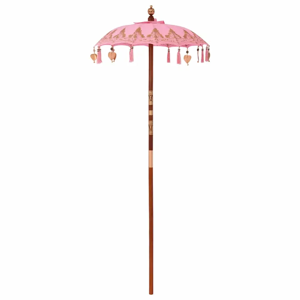 Parasol con Base Rosa e Marrone 250 cm Cotone e Legno 3356916