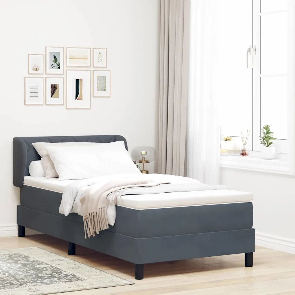 Letto a molle con testiera Grigio scuro 90 x 200 cm Velluto 3340425