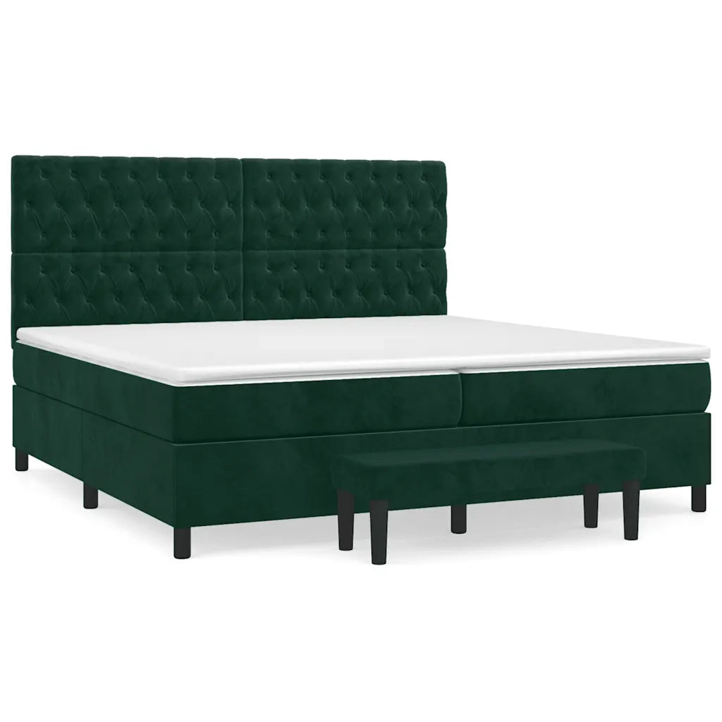 Giroletto a Molle con Materasso Verde Scuro 200x200 cm Velluto 3138046