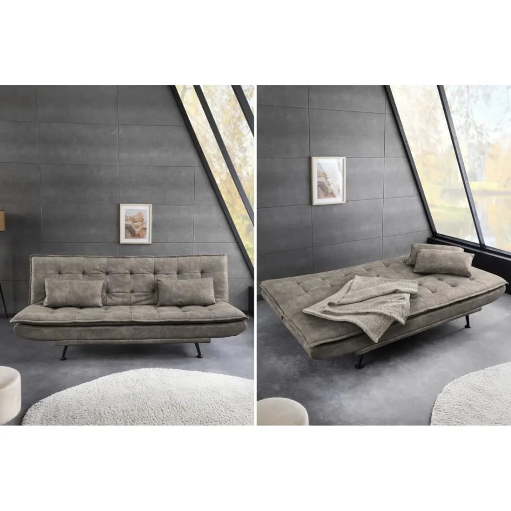 Divano convertibile SERENO taupe – Divano letto 3 posti in microfibra