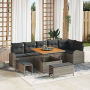 Set Divano da Giardino con cuscino 9 pcs Grigio polyrattan 3362408