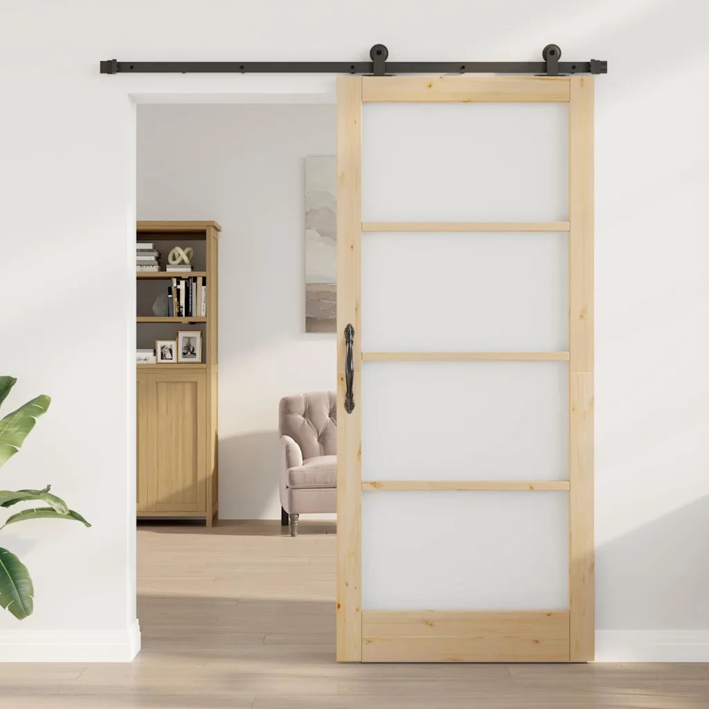 Porta scorrevole ORKDAL Naturale e Nero 93 x 211 cm 3332009