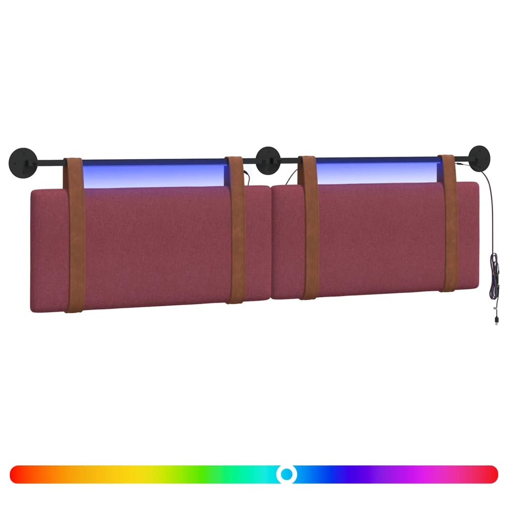 Testiera | Testata sospesa Con luce LED Rosso Vino PU Antico