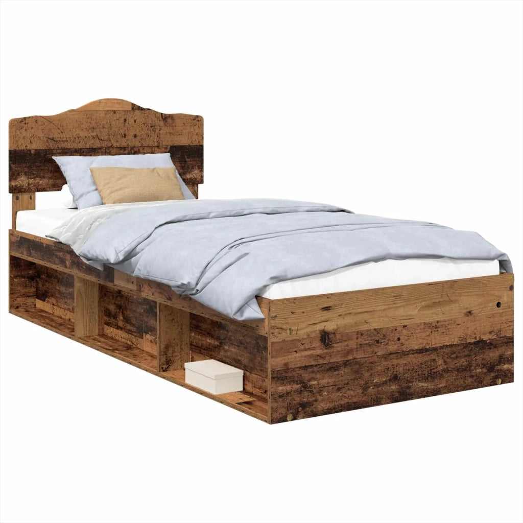 Letto singolo | Letto per adulti | Struttura del letto Legno vecchio 75 x 190 cm Pino massello