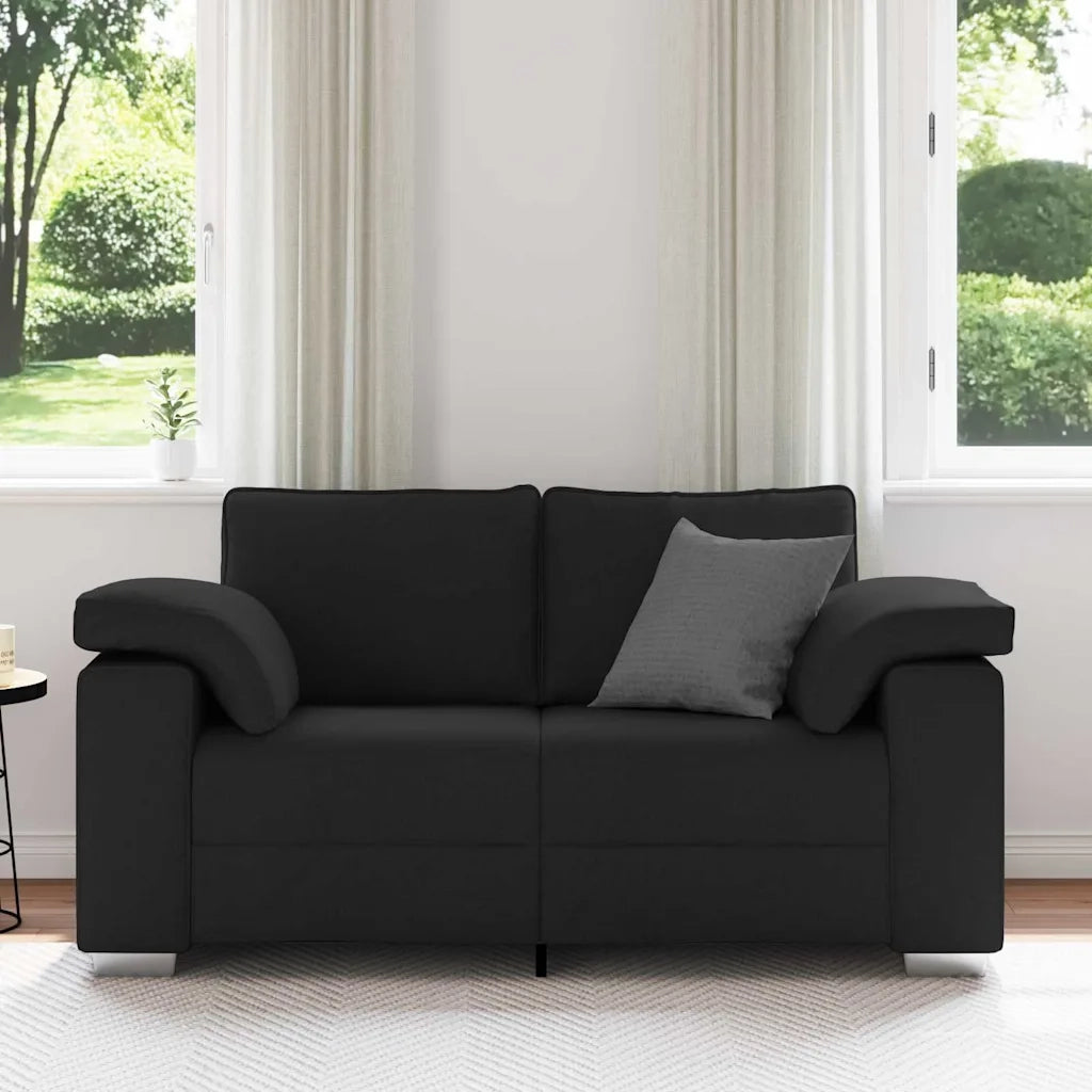 Divano a due posti Nero 160 cm Tessuto 4105219