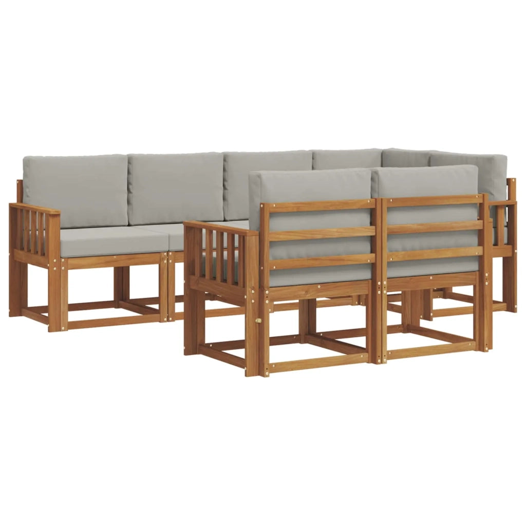 Set di divani da esterno 7 pcs Grigio Naturale e Chiaro 3366529