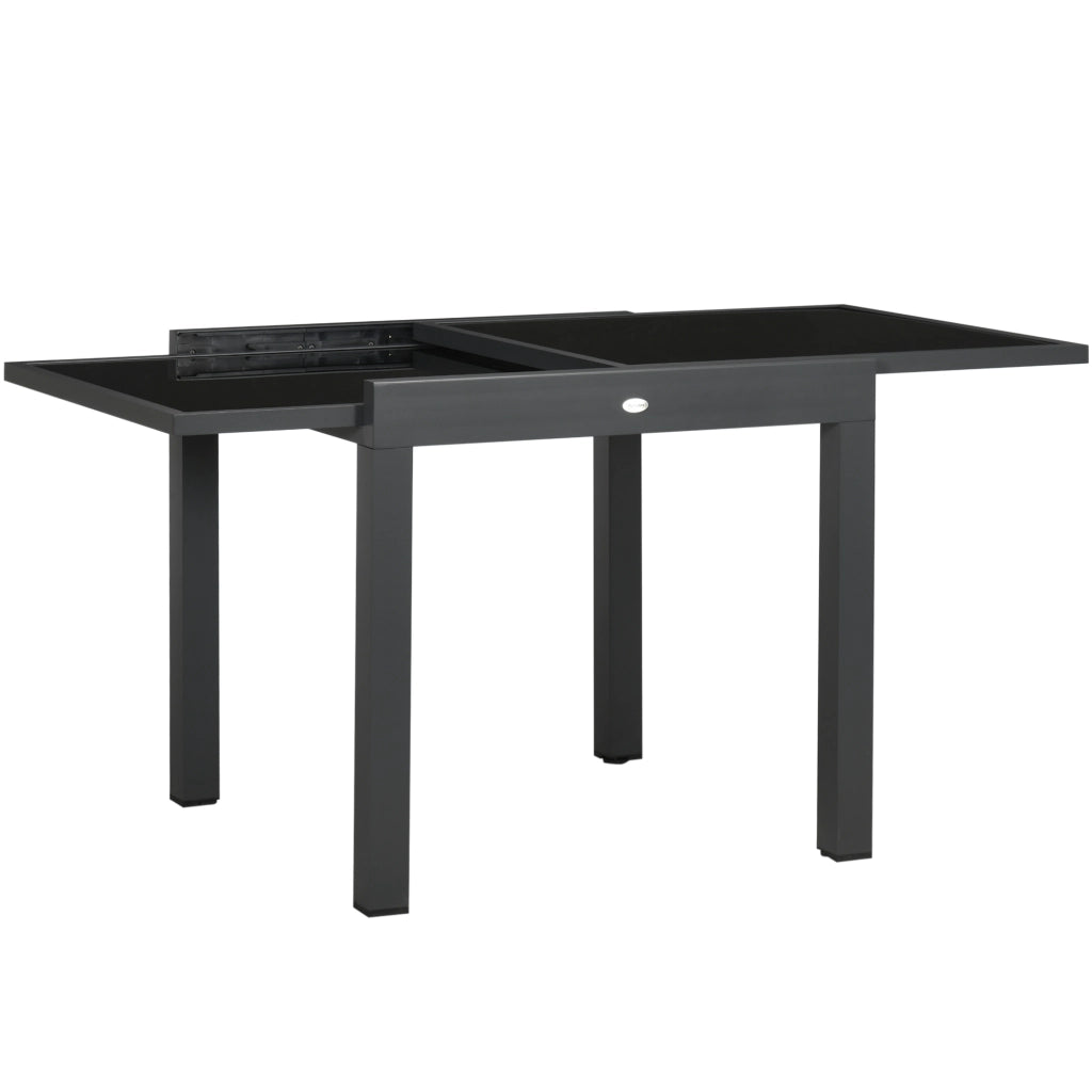 Tavolo da pranzo allungabile ¨C Xylo ¨C Alluminio grigio antracite, piano vetro temperato nero 160x80x75 cm
