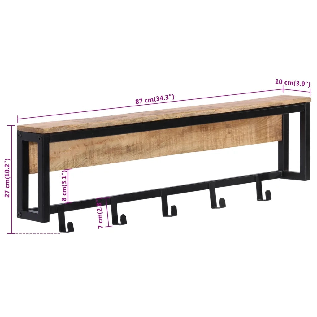 Appendiabiti 87x10x27 cm in Legno Massello Grezzo di Mango CFW8051367