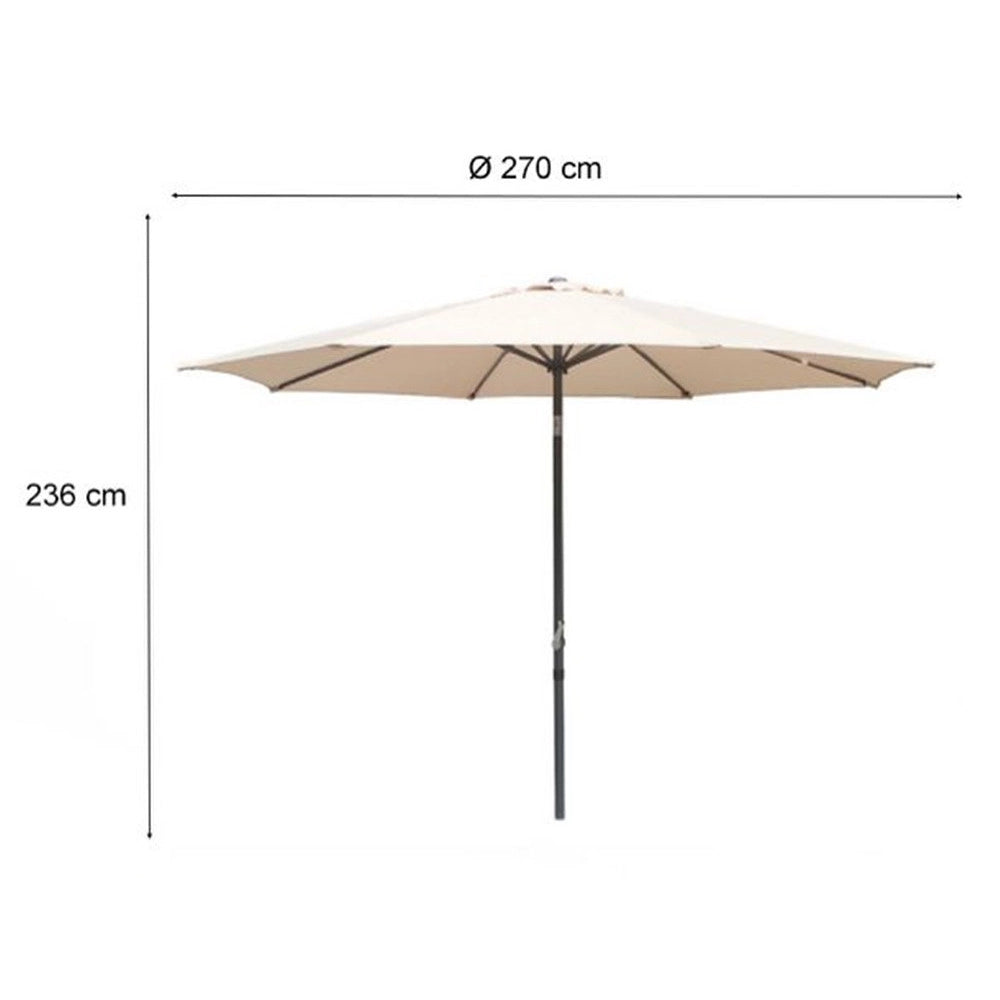 Trade Shop - Ombrellone Da Giardino Gazebo Ombrello Parasole 236xø270cm Beige Con Manovella 206424 -