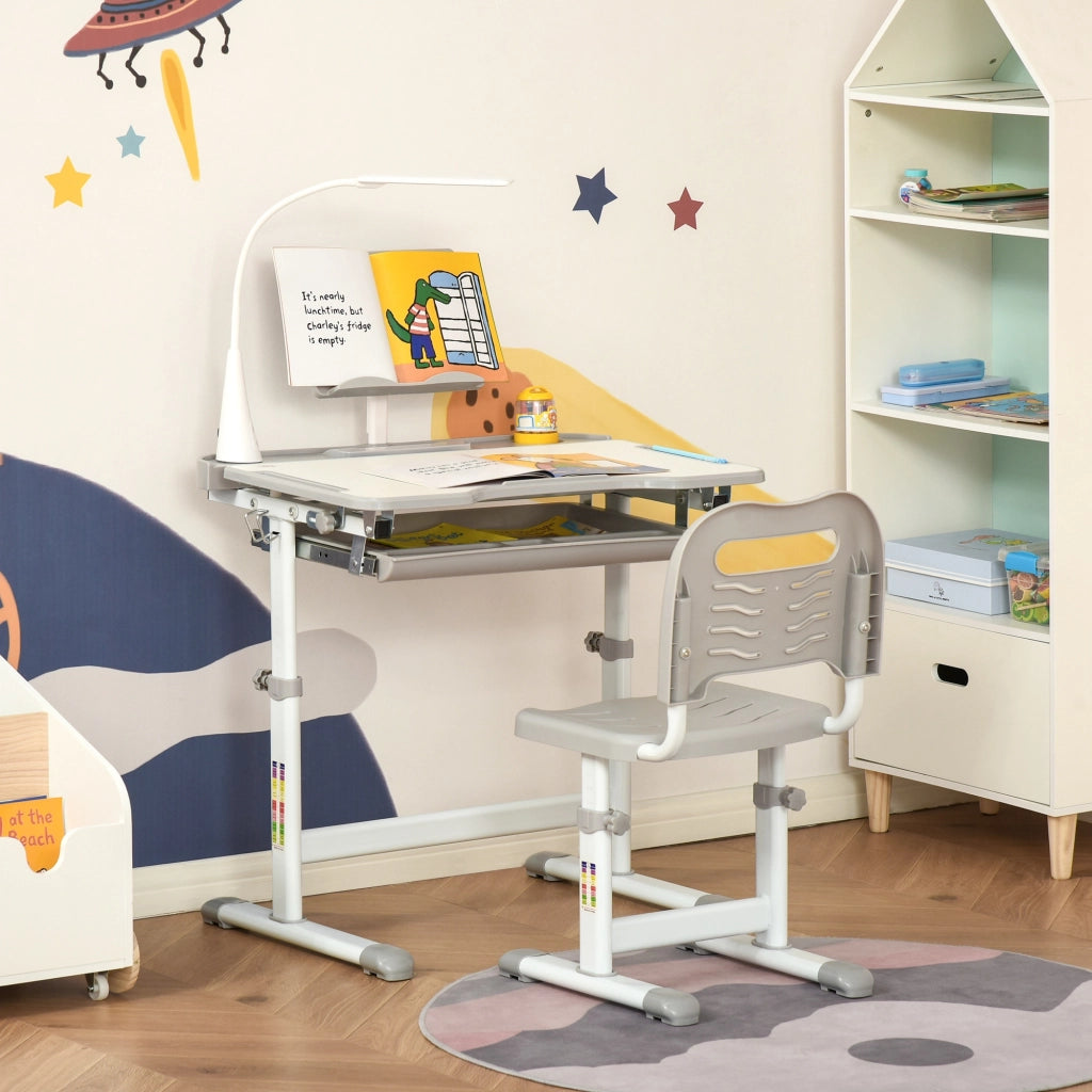 Scrivania per Bambini con Sedia ¨C zephmum ¨C Grigio