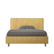 BS COM Letto matrimoniale francese senza rete imbottito 140x190 microfibra ocra Large