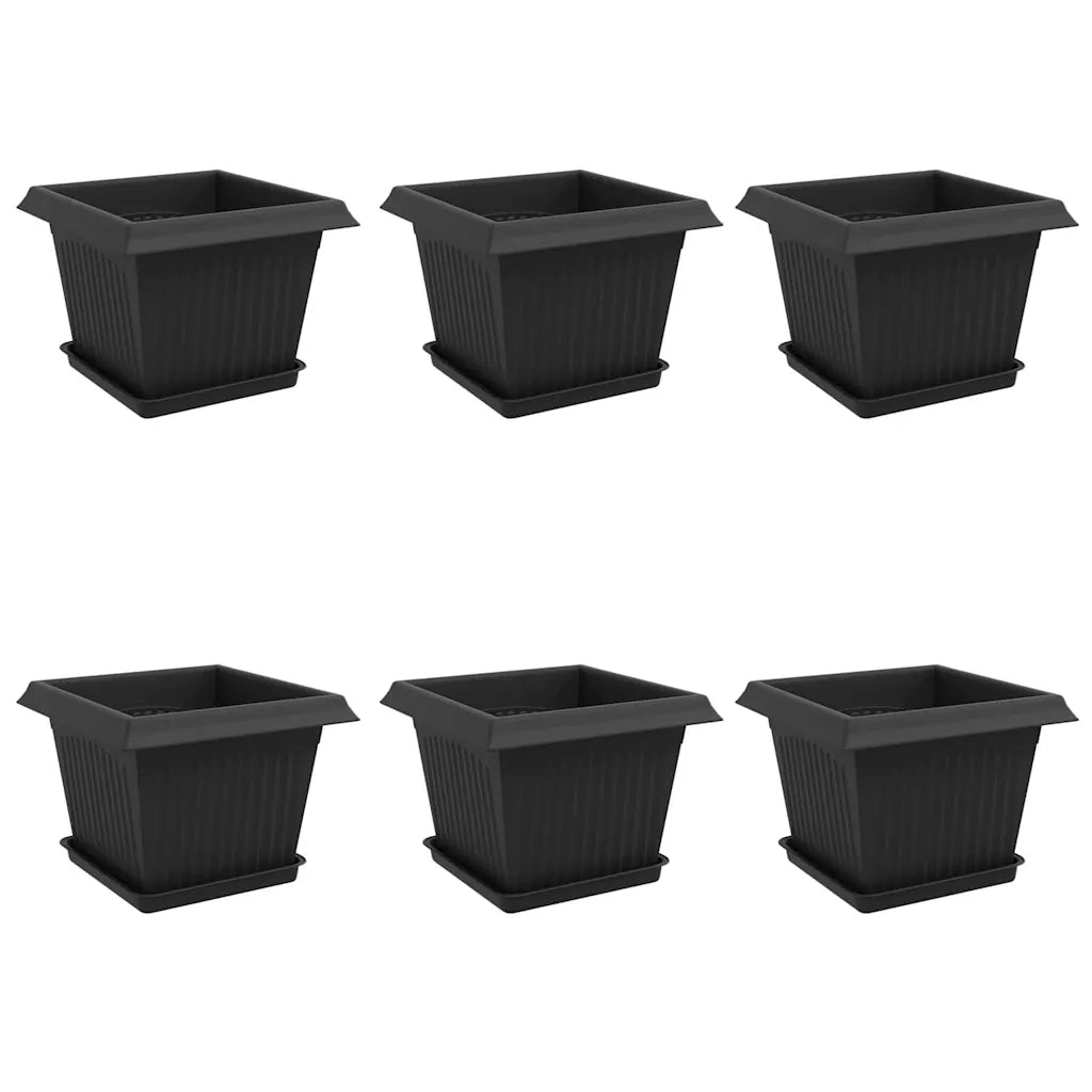 Vasi per Piante 6 pcs Nero 23 x 23 x 17,5 cm Plastica 3403299