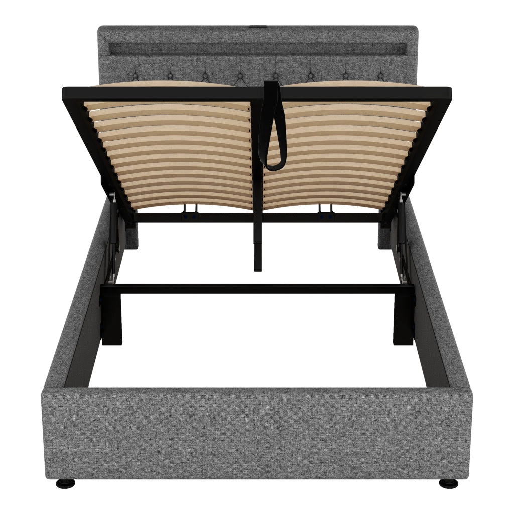 letto imbottito lino grigio 140 x 200 cm