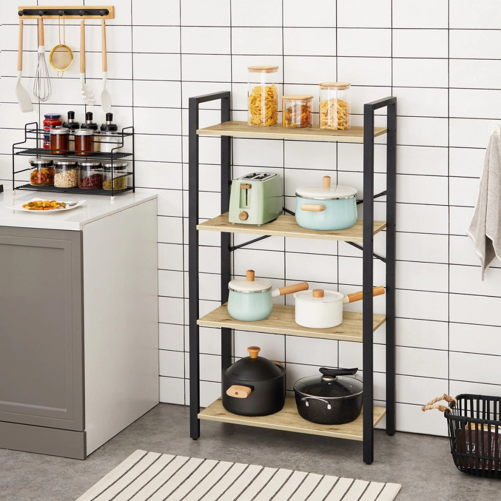 Libreria Industrial Artisan con 4 Ripiani in Rovere e Acciaio