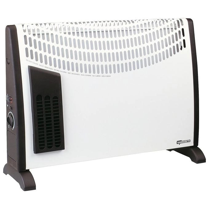 Termozeta TZR17 Stufa elettrica a convezione 2000 W con funzione turbo termostato regolabile rotelle colore Nero Bianco