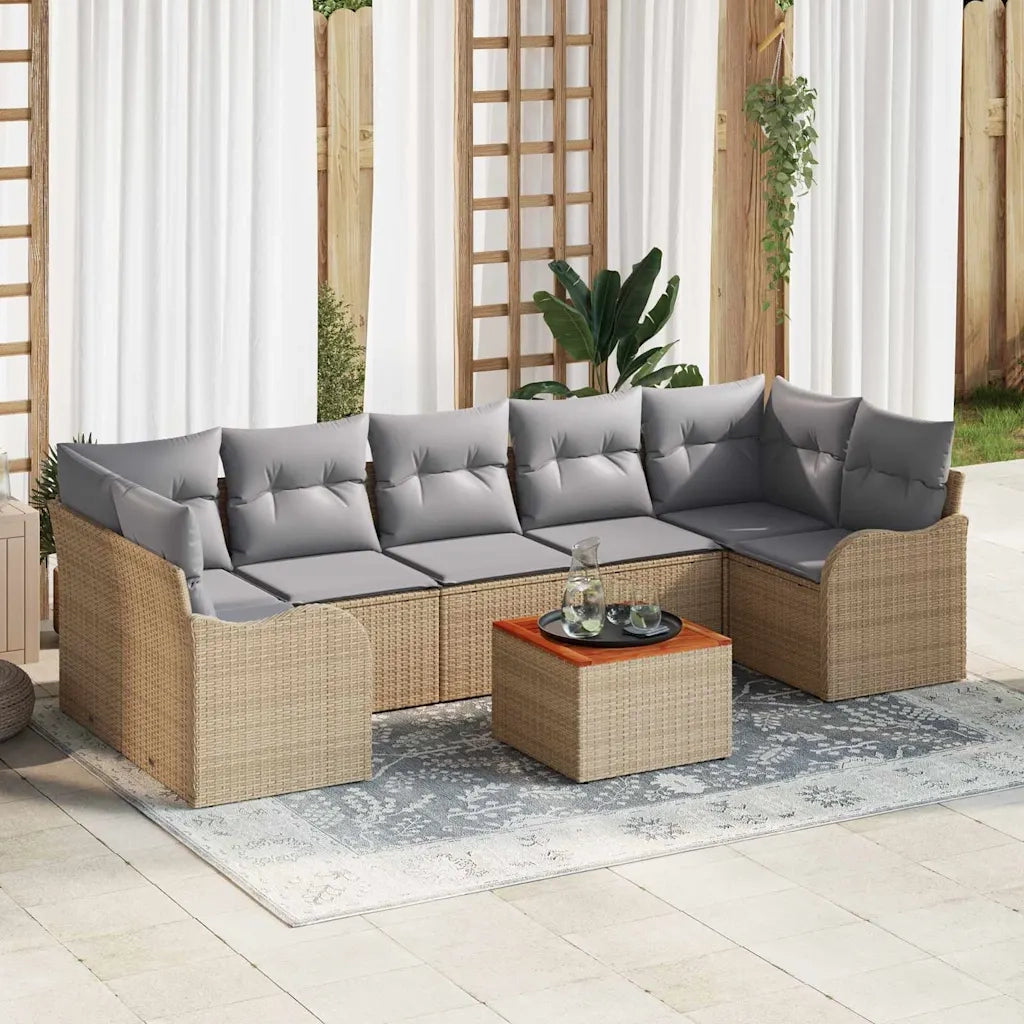 Set Divano da Giardino 8 pcs Beige e Grigio Chiaro polyrattan 3356089