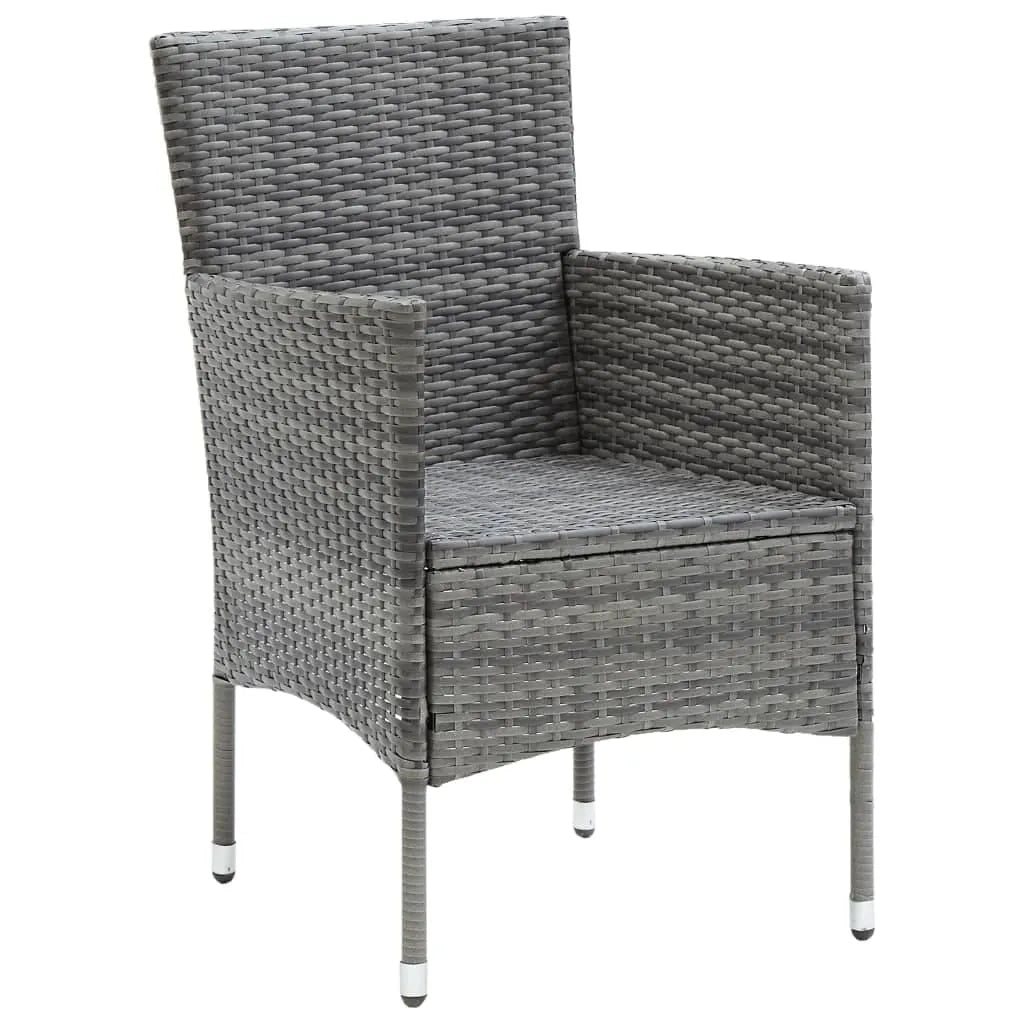 Set da Pranzo da Giardino 7 pz con Cuscini in Polyrattan Grigio 3094983