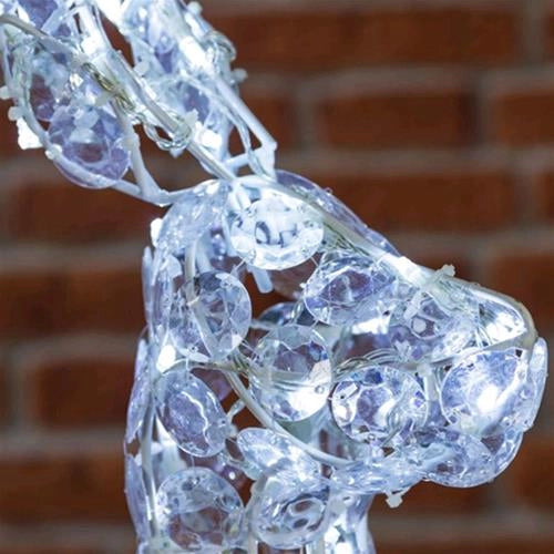 Renna Di Natale Luminosa con Diamanti cristalli 150 Led Bianco Ghiaccio H92 cm D1510