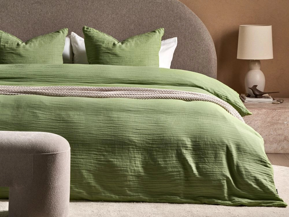 Set copripiumino e federa in mussola di cotone verde 220 x 240 cm per camera da letto moderna
