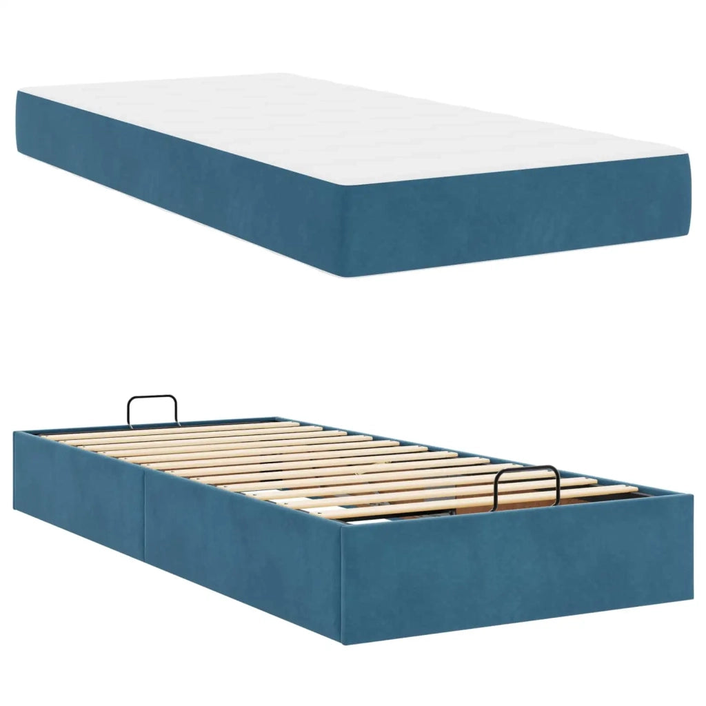 Struttura letto con materasso 2 pcs-Giroletto Blu Velluto