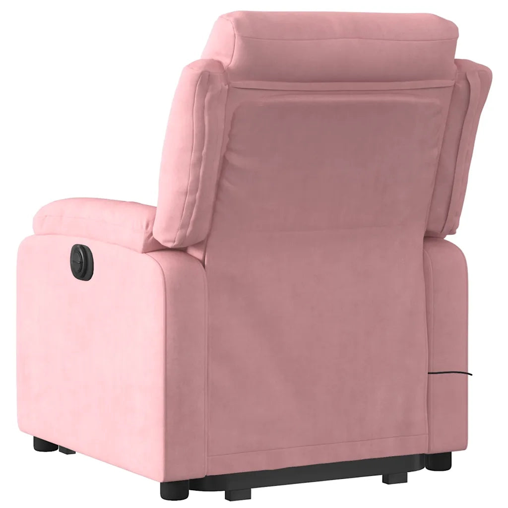 Poltrona Alzapersona Reclinabile Rosa in Velluto 3205107