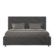 Letto queen size contenitore imbottito 150x200 microfibra sabbia Mika