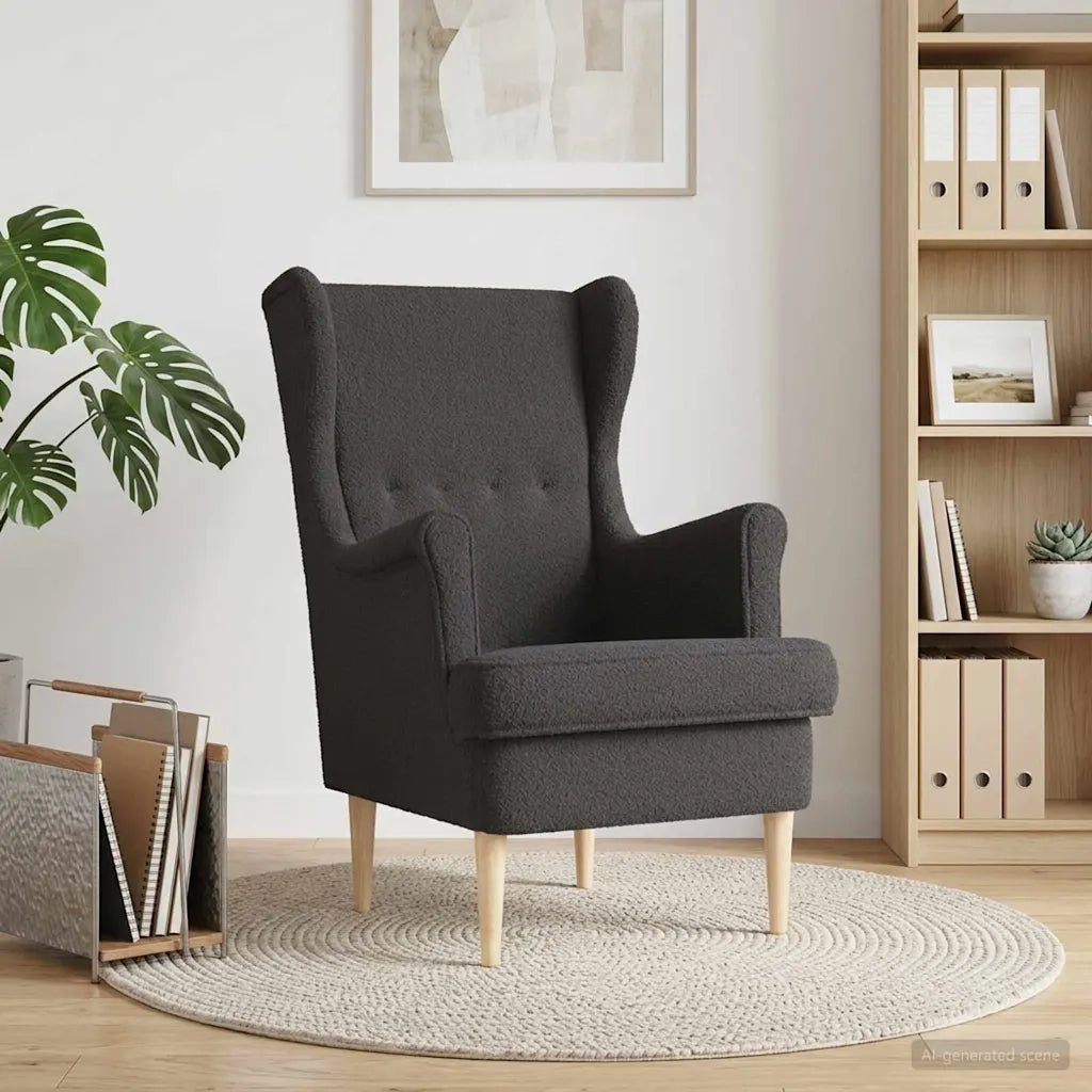 Poltrona Grigio Scuro Bouclé 42029893