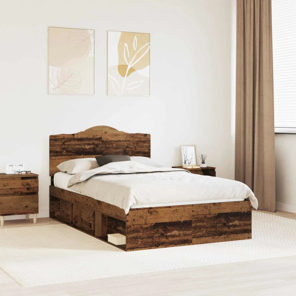 Letto matrimoniale | Letto per adulti | Struttura del letto Legno vecchio 120 x 200 cm Pino massello