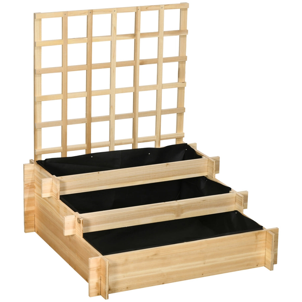 Fioriera rialzata a 3 livelli con traliccio ¨C Xylo ¨C Legno naturale per piante rampicanti