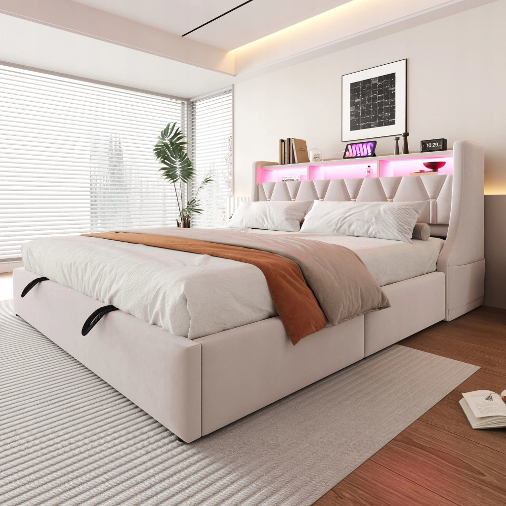 Letto imbottito matrimoniale - Xylo - 180x200 - Grigio - Base idraulica