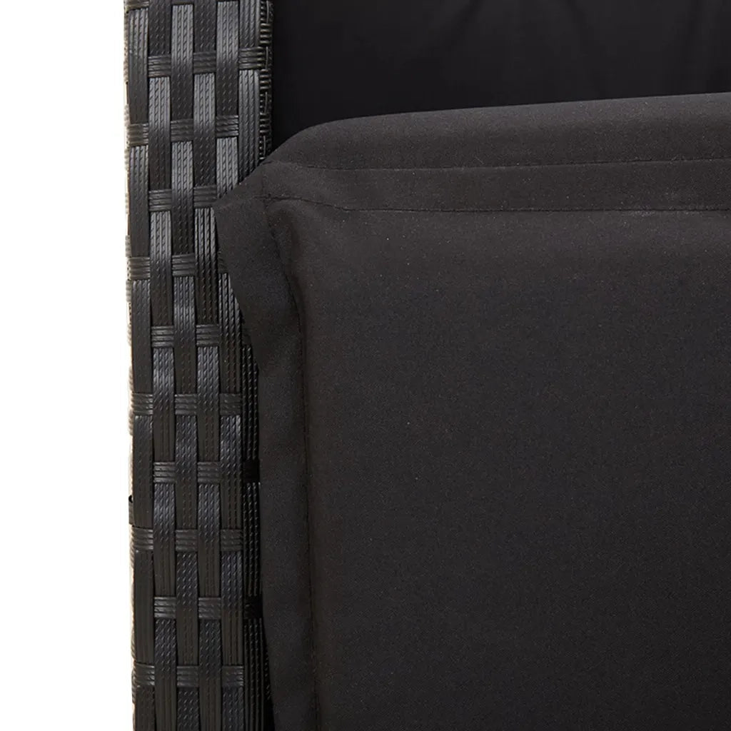 Set da Pranzo da Giardino 7 pz Nero con Cuscini in Polyrattan 3212910