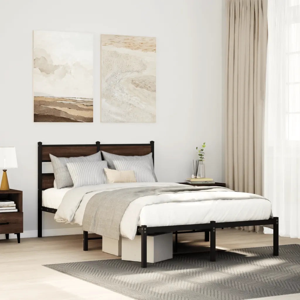 Letto matrimoniale | Letto per adulti | Giroletto senza Materasso con Testiera Rovere Marrone 120x200cm