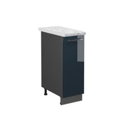 Armadio cucina dispensa alto Fame-Line Blu scuro lucido/Antracite 30 cm, PL Marmo Vicco