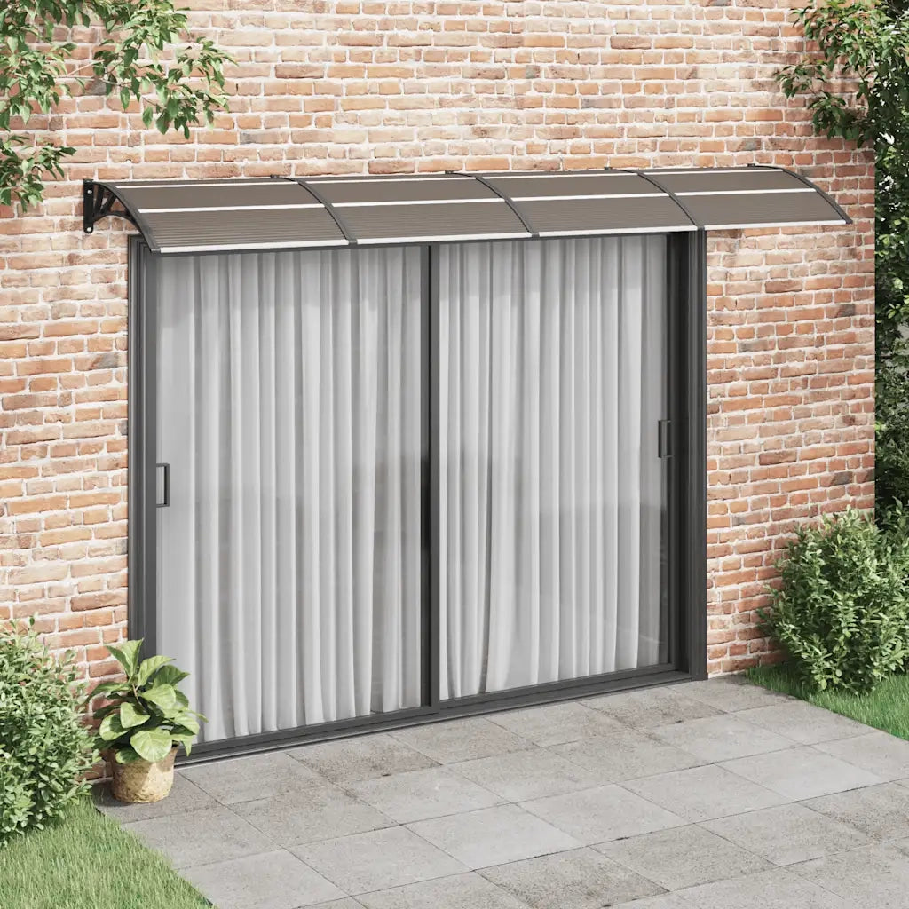 Tettoia per Porta Nero e Trasparente 350x75 cm in Policarbonato CFW1138335