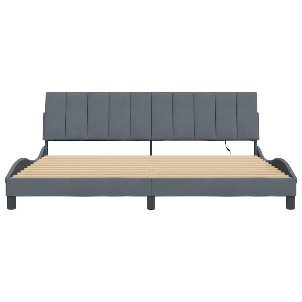 Giroletto con LED senza Materasso Hanko Grigio Scuro 200x200 cm in Velluto