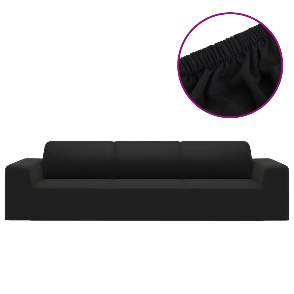 Fodera Elasticizzata per Divano 4 Posti-Copridivano Elasticizzato Jersey Poliestere Nero