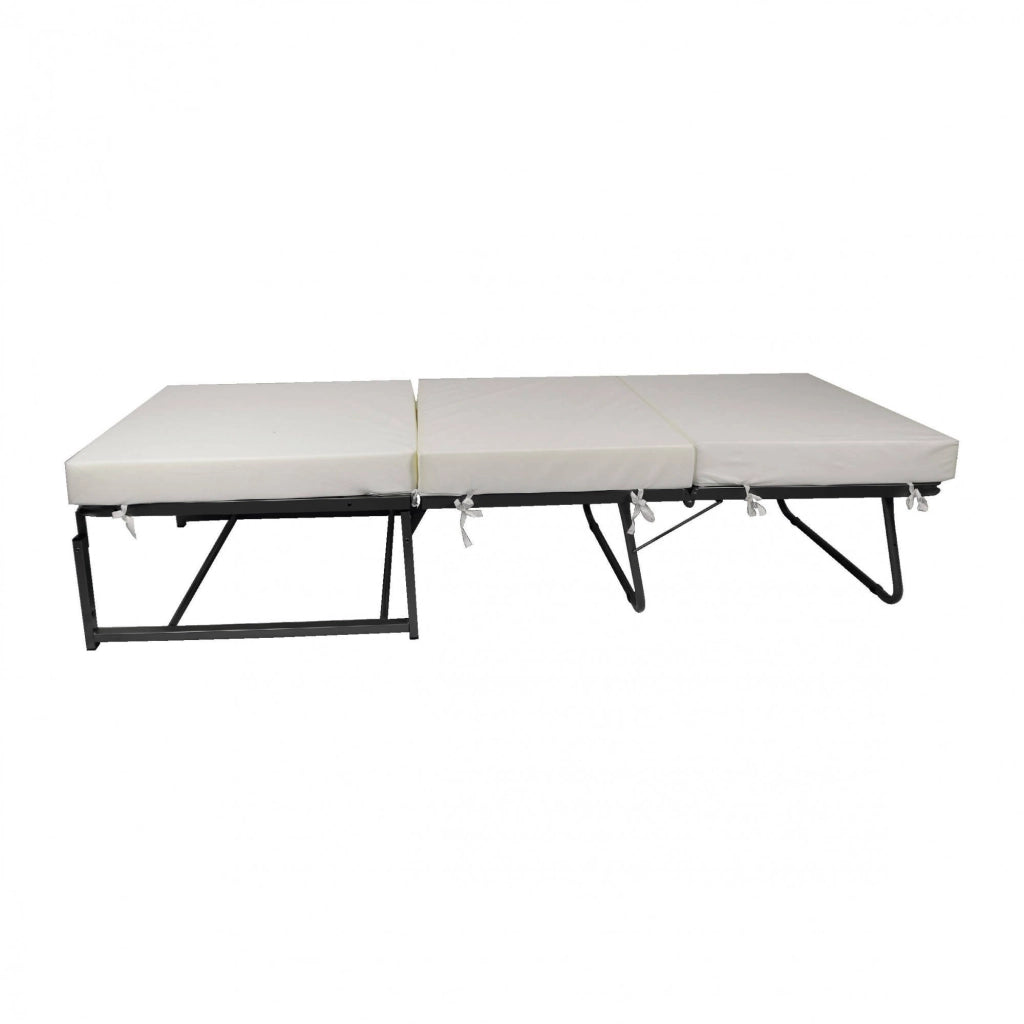 Puof trasformabile in letto Arno, Made in Italy, Letto pieghevole, Pouf in tessuto sfoderabile salvaspazio da soggiorno, cm 78x78/195h45, Tortora