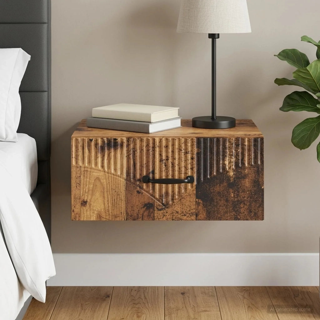 Mobiletto da notte a muro Legno antico 49 x 34,5 x 20 cm 898971