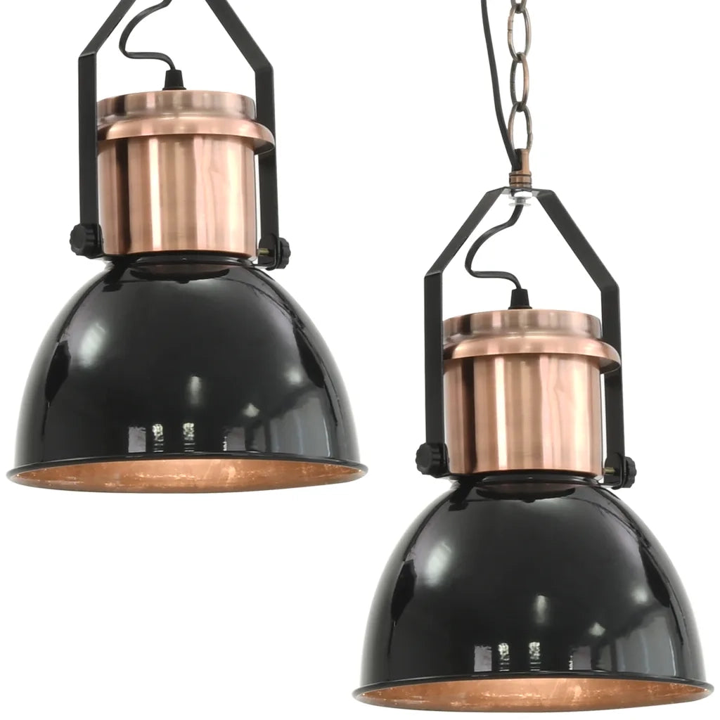 Lampade da Soffitto 2 pz Nero Tondo E27 50868