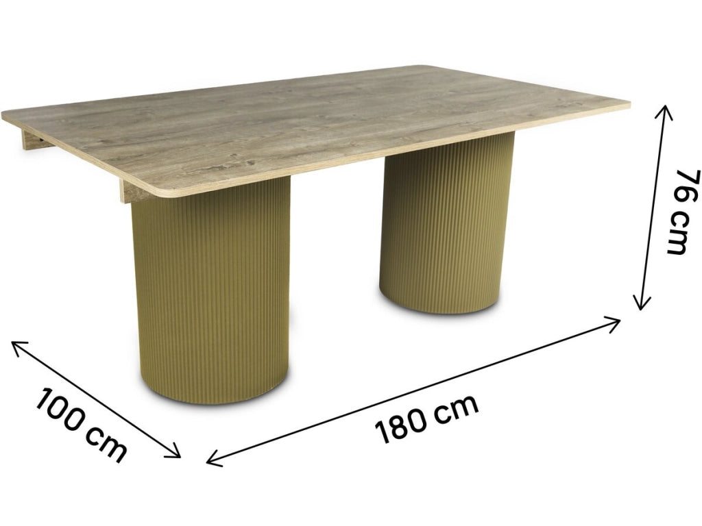 Tavolo da pranzo ovale in legno "Zénith" - 180 cm - 8 posti a sedere - Beige