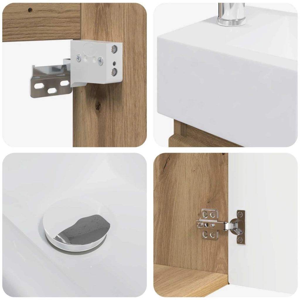 Mobile Bagno | Armadio da bagno con rubinetto Rovere Artigianale