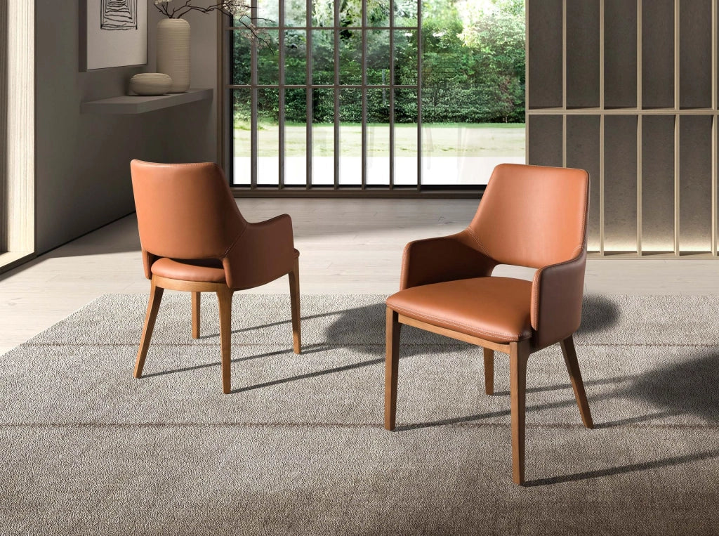 Sedia in ecopelle marrone