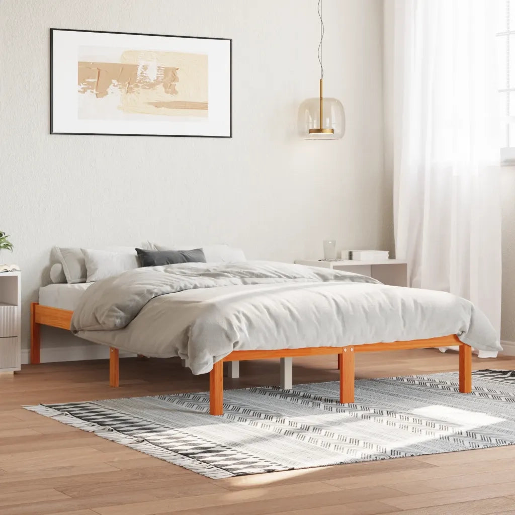 Letto matrimoniale | Letto per adulti | Giroletto senza Materasso Marrone Cera 120x200 cm Legno di Pino