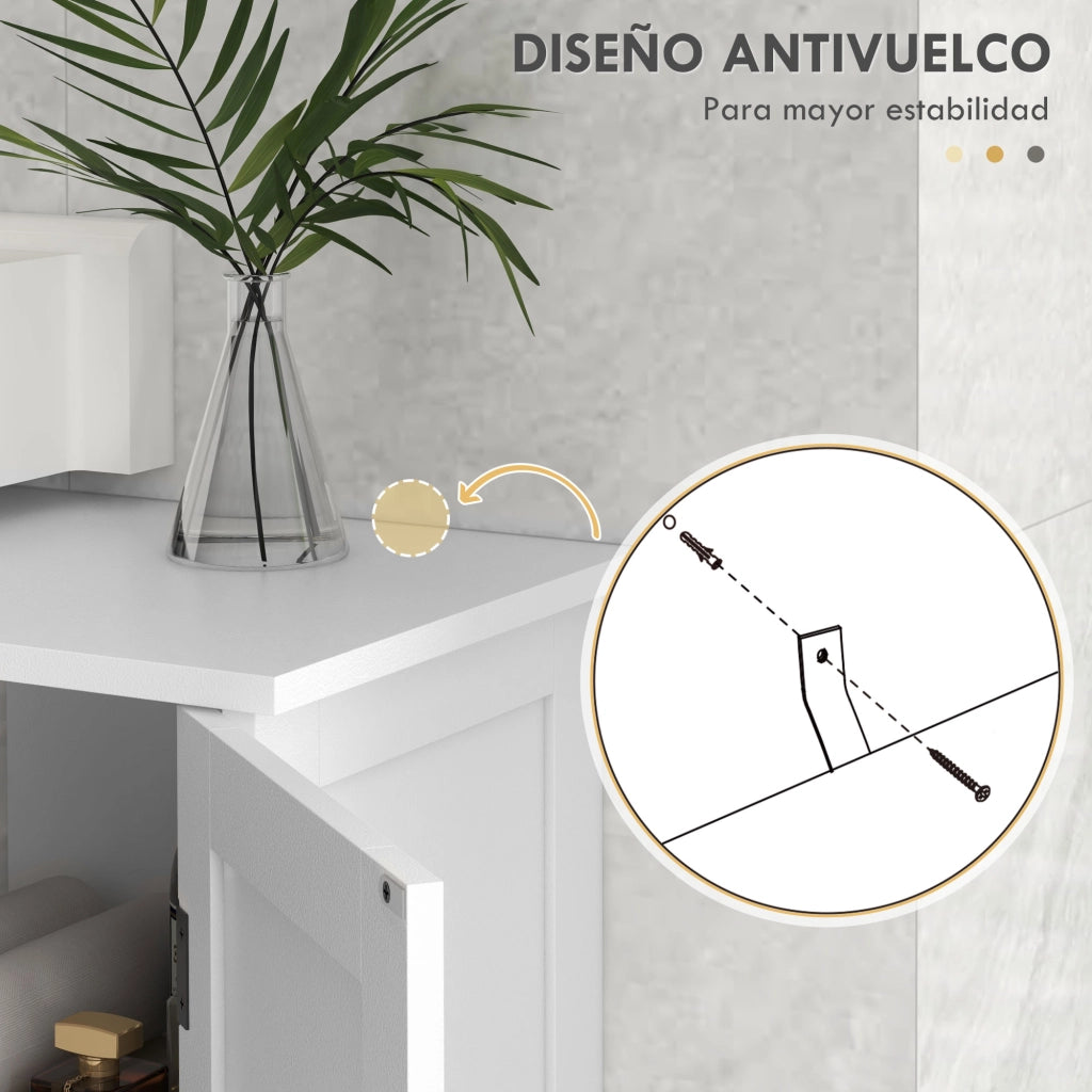 Mobiletto Sottolavabo con 2 Ante e Ripiani Regolabili ¨C Minimal ¨C 90x30x60 Bianco