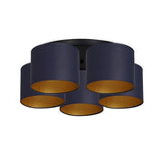 Plafoniera Luminex Arden nera 5 luci E27 blu interno oro