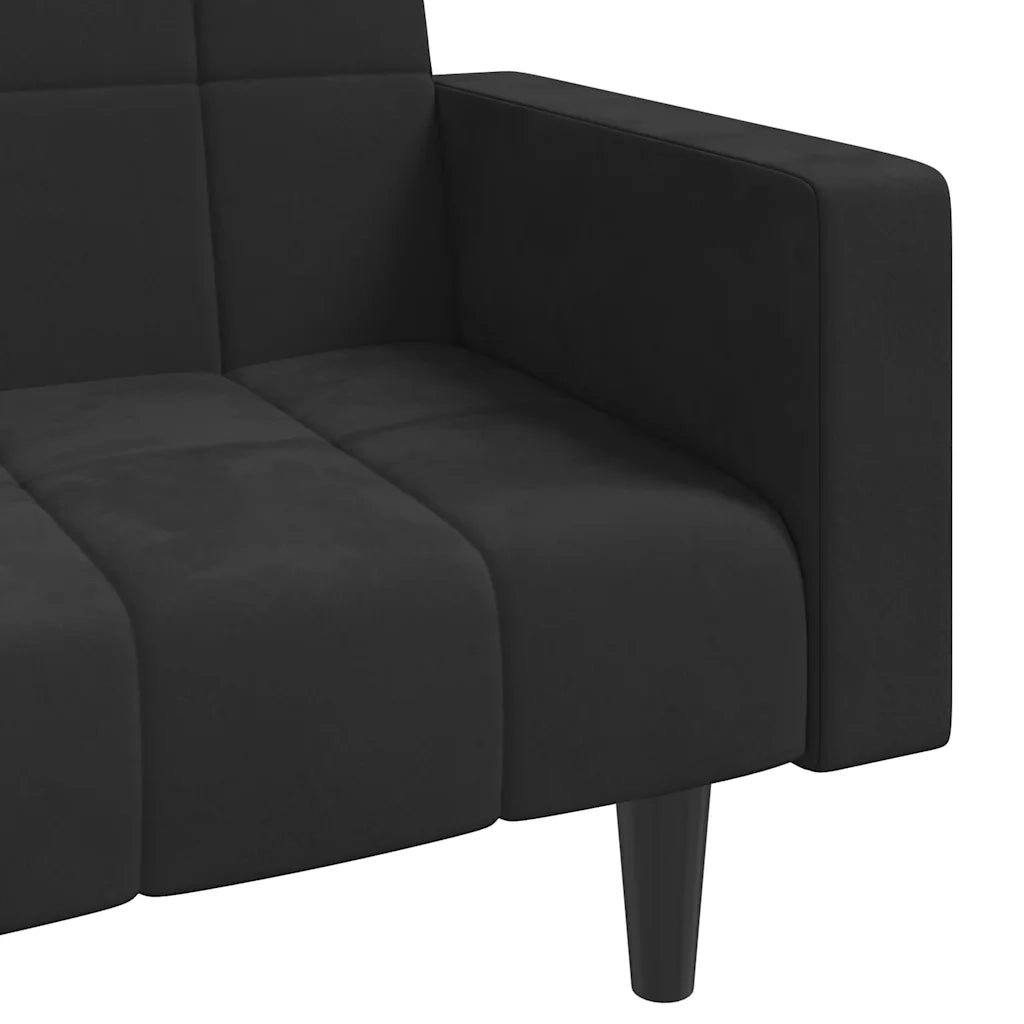 Divano letto | Sof¨¤ letto | Letto singolo a 2 Posti con 2 Cuscini Nero in Velluto